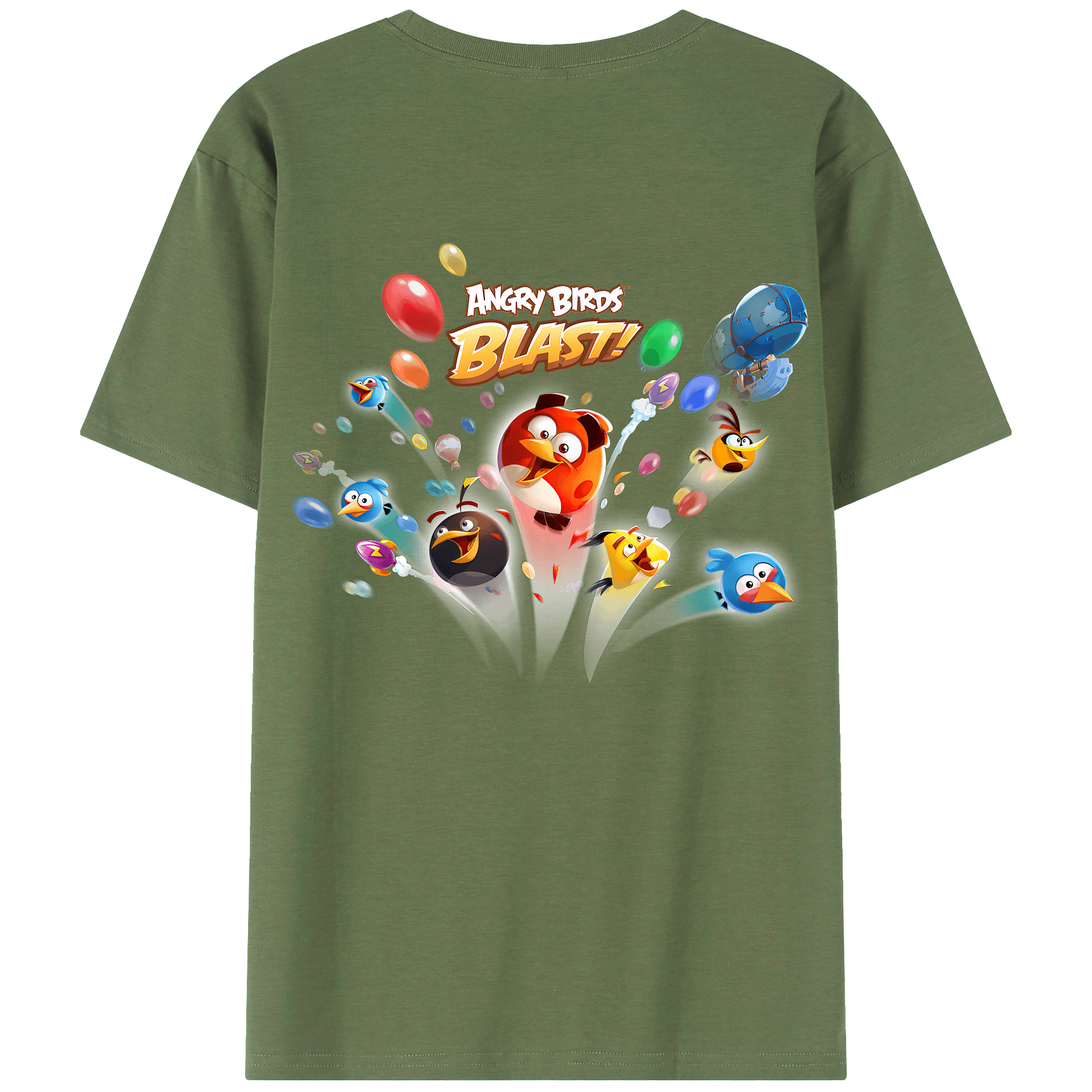 （画像用） Angry Birds アングリーバード 綿100％ メンズ半袖Tシャツ（バックプリント） 通気性